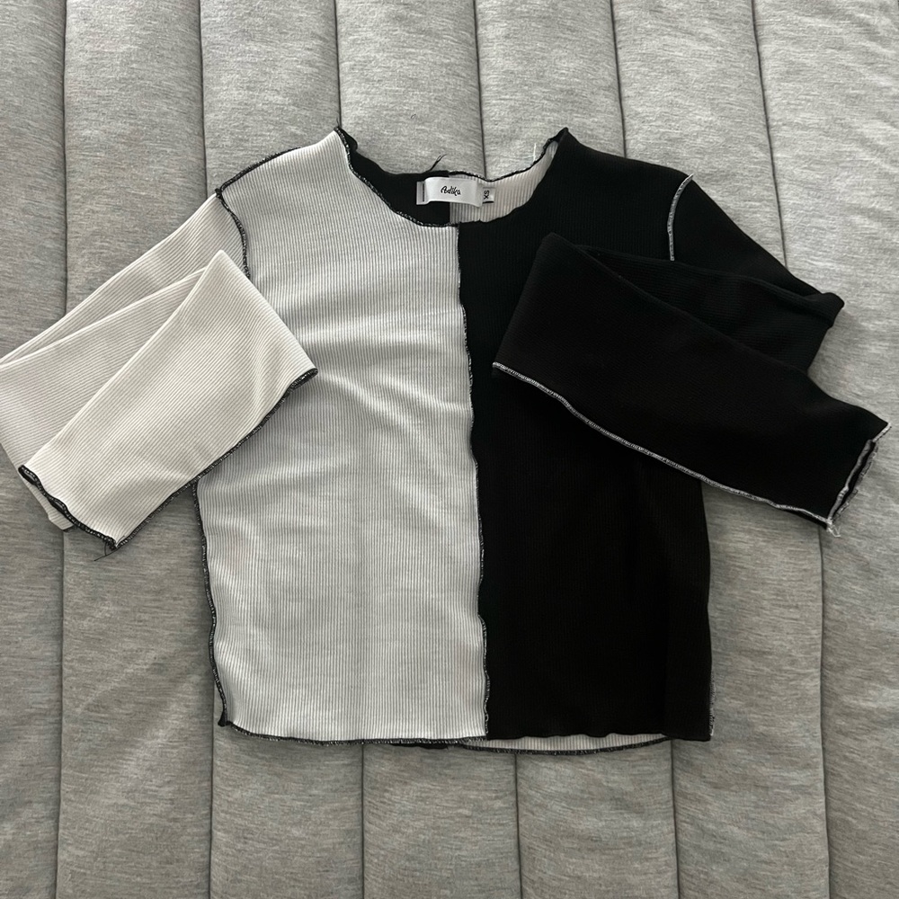 adika black and white long sleeve, cropped, thin material, worn once